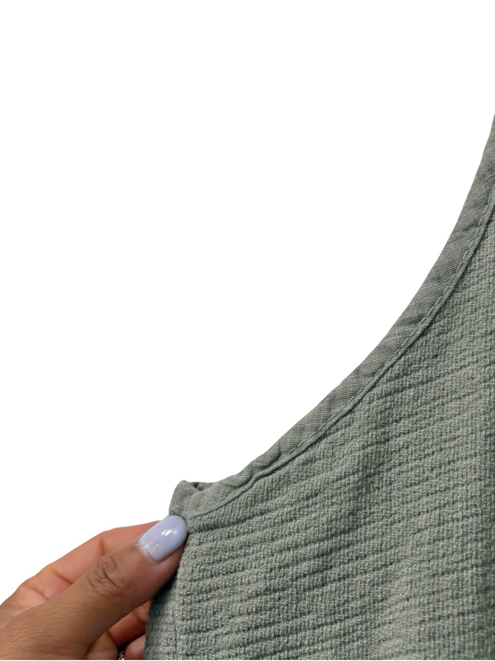 Nina Kendosa Paris Cotton Linen Gauze Mesh Cotton Sleeveless Top Sage Green Sz M - Picture 5 of 6